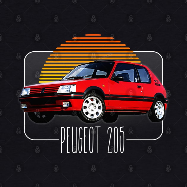 Peugeot 205 / Retro 80s Style Fan Design by DankFutura